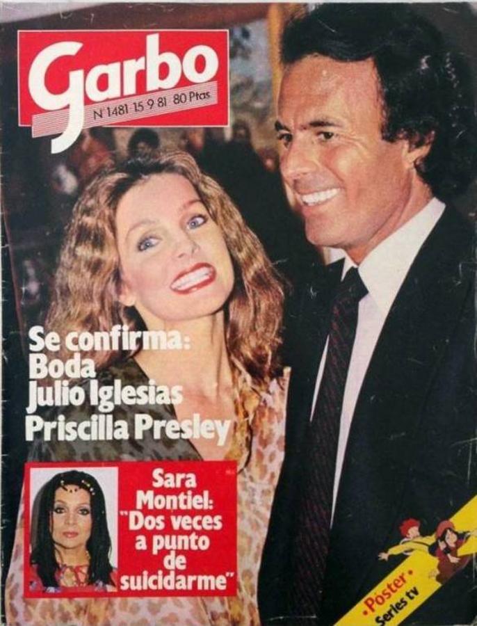 Una de las relaciones que más atención acapararon de todas las vividas por Julio Iglesias, fue la que mantuvo con Priscilla Presley. De hecho, como vemos en la imagen, en el año 1981 la revista 'Garbo' llegó a hablar de una posible boda que jamás llego a celebrarse.