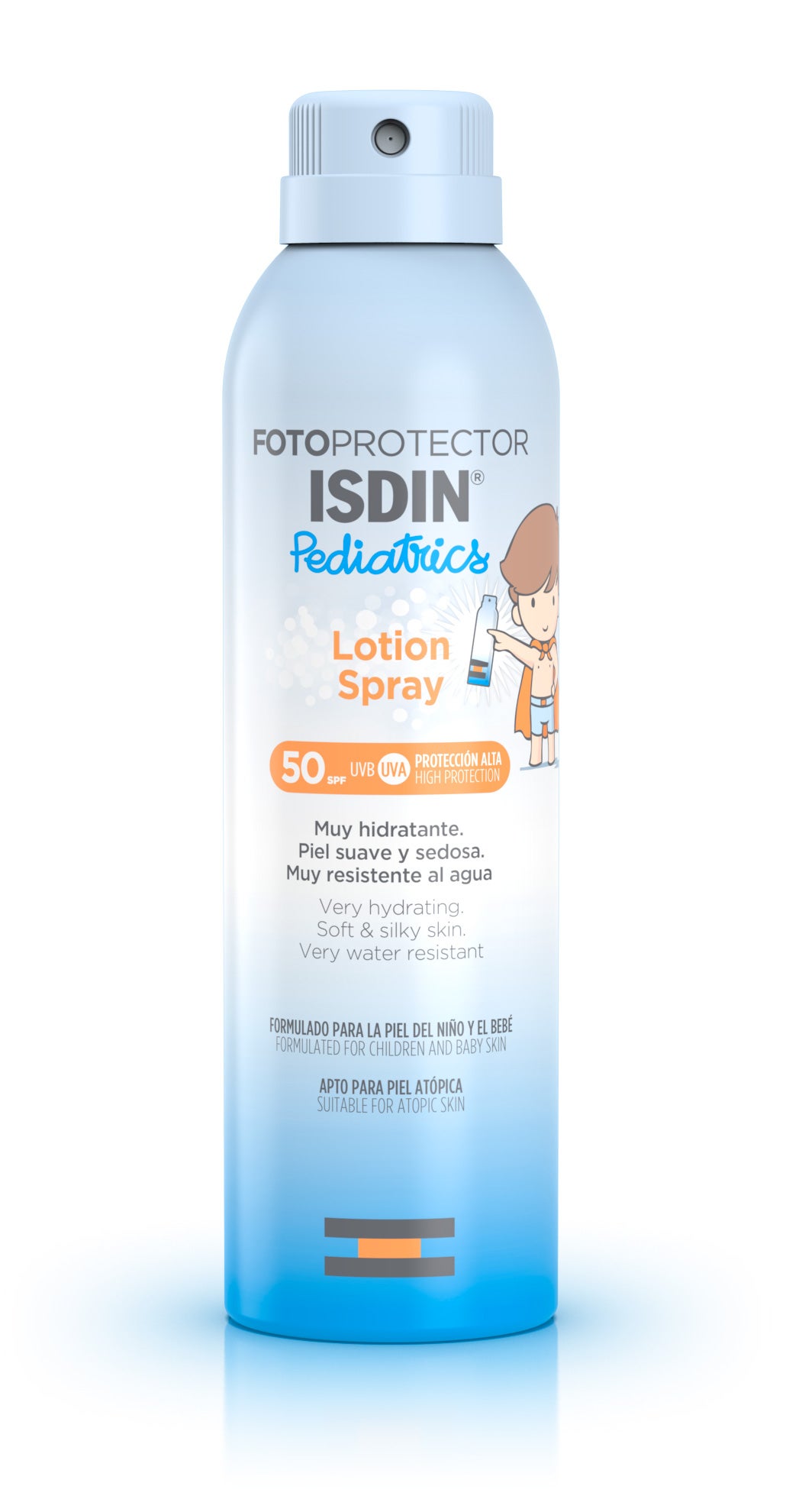 Isdin Pediatrics Fotoprotector en Loción Spray SPF50 muy hidratante y de secado inmediato (c.p.v.).