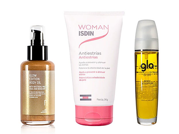Glow Edition Body Oil de Freshly Cosmetics (29 €). Aniestrías Woman de Isdin (29 €). Aceite Anticelulítico Natural Oil 910 Body Sculptor de Glo (59 €).