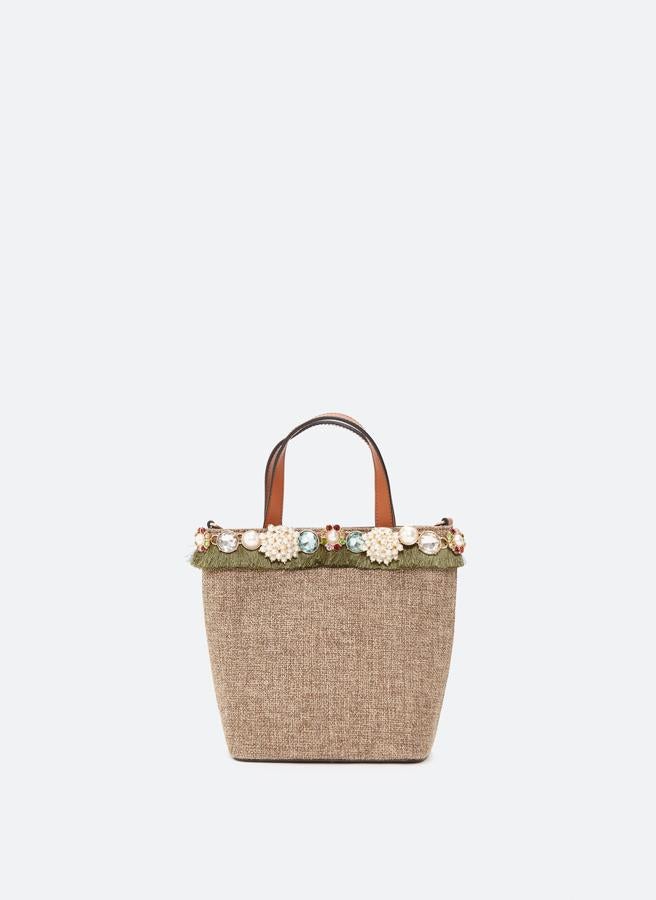 Bolos shopper mini con apliques de brillantes, de Uterqüe (79 euros).