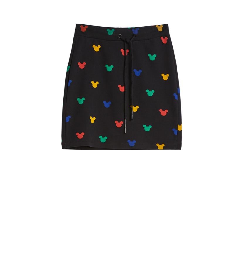 Minifalda de punto negra con logo de colores.