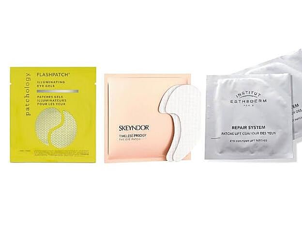 1. PATCHOLOGY. Flashpatch Illuminating Eye Gels (11,99 €, solo en Sephora). 2. SKEYNDOR. Timeless Prodigy The Eye Patch (39 €). 3. INSTITUT ESTHEDERM. Repair System Patchs Lift Contour Des Yeux (64 €).