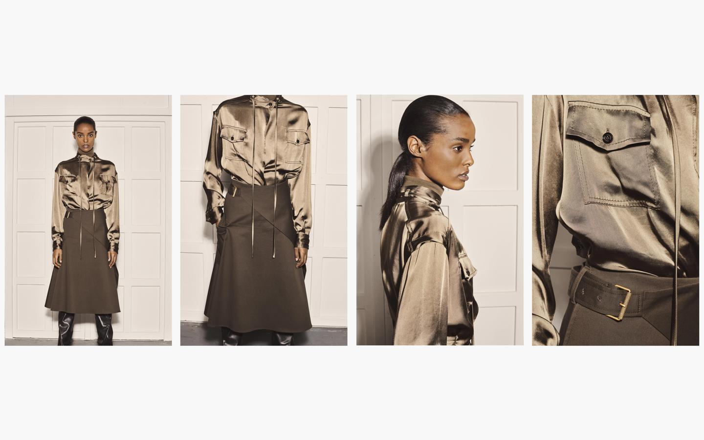 La camisa de la nueva colección SRPLS de Zara cuesta 49.95 euros, y la falda midi, 69.95 euros.