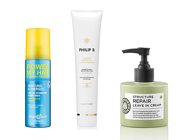 Power My Hair de Montibello (15,90 €). Lovin' Leave In Conditioner de Philip B (33€; en Isolée). Structure Repair Leave in Cream de Maria Nila (26 €).