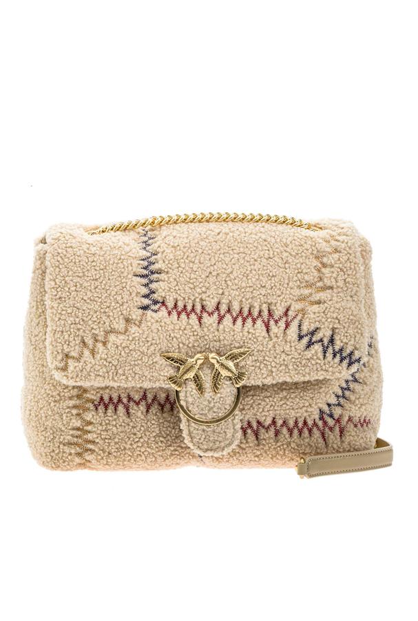 Cartera de mano con cierre metálico y asa de cadena, de Pinko