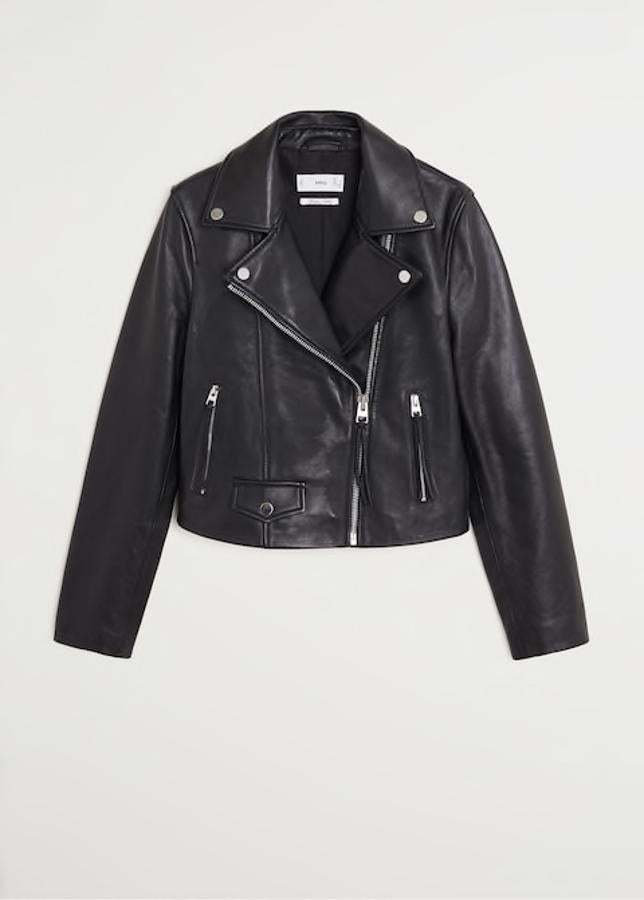 Biker de cuero con cremalleras, de Mango (99,99 €).