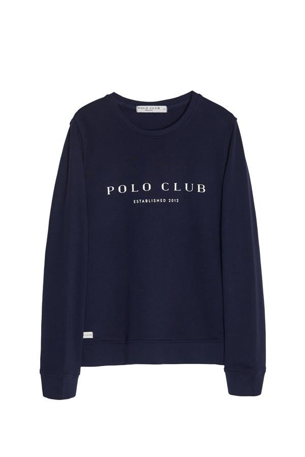 Sudadera de Polo Club en azul marino con logo en color blanco (70 euros).