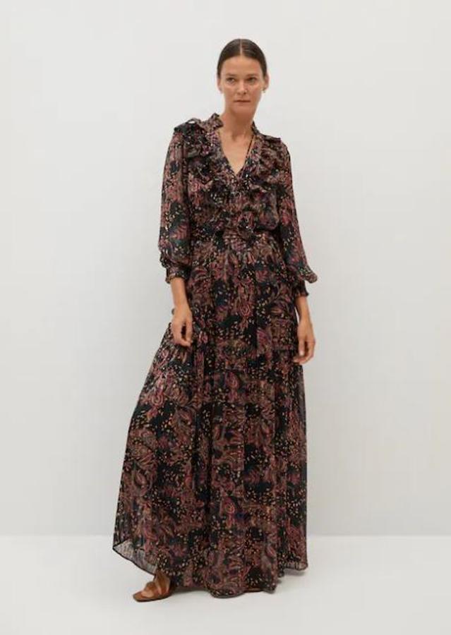 Vestido largo de estampado pasley. Rebajado de 79,99 a 39,99 euros.