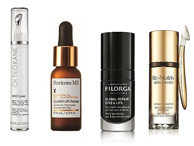 1. TEOXANE. R[II] Eyes (78 €). 2. PERRICONE MD. Eyelid Lift Serum (99 €). 3. FILORGA. Global-Repair Eyes & Lips (79,90 €). 4. ESTÉE LAUDER. Re-Nutriv Ultimate Diamond Transformative Eye Serum (275 €).