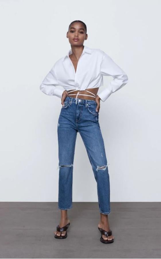 Estos vaqueros rotos de talle alto que hacen tipazo (25.95 euros)