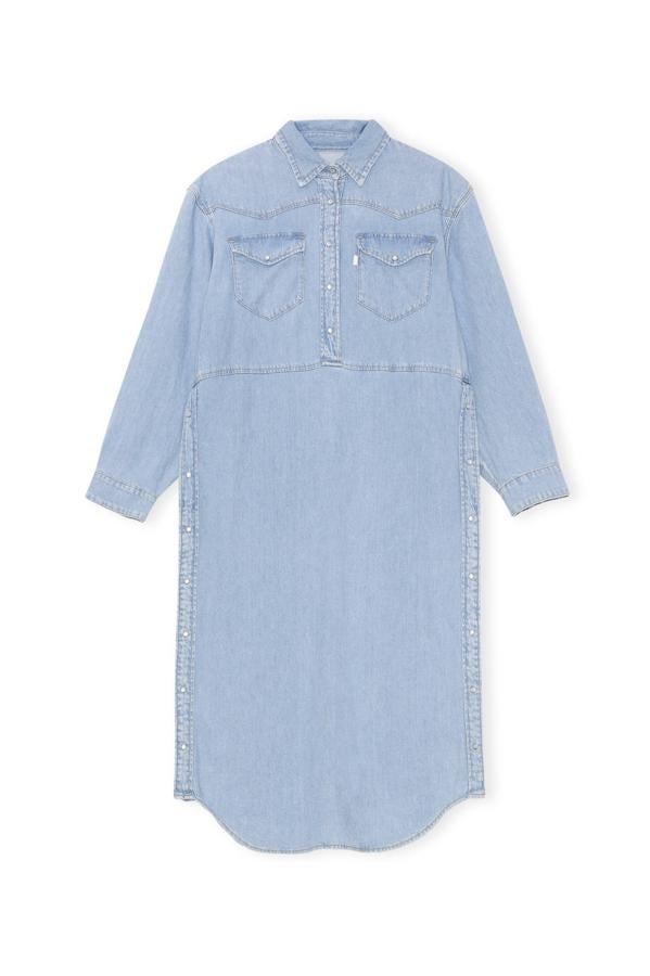 Vestido camisero de cáñamo algodonizado, de la colección de Levi's & Ganni.