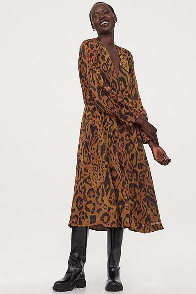 Vestido con estampado de leopardo de H&M