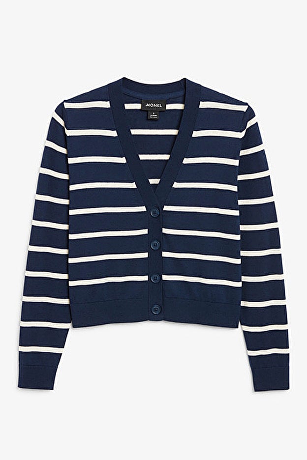 Cárdigan de punto ligera de rayas marineras de Monki..