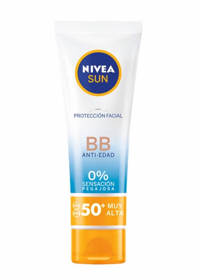 BB Cream de Nivea Sun Protección Facial UV BB Antiedad (10,49 €).