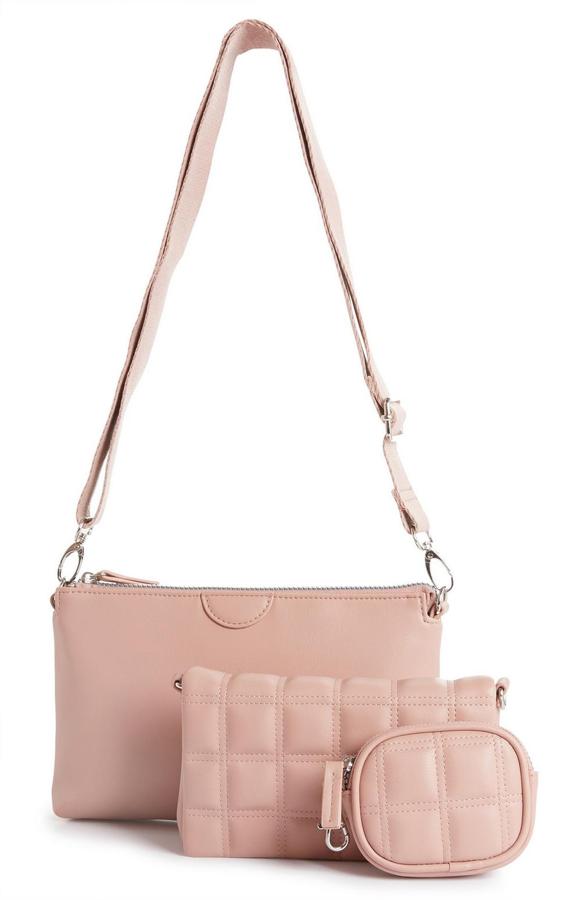 Juego de bolso y monederos 3 en 1 con diseño acolchado de Primark: 12 euros.