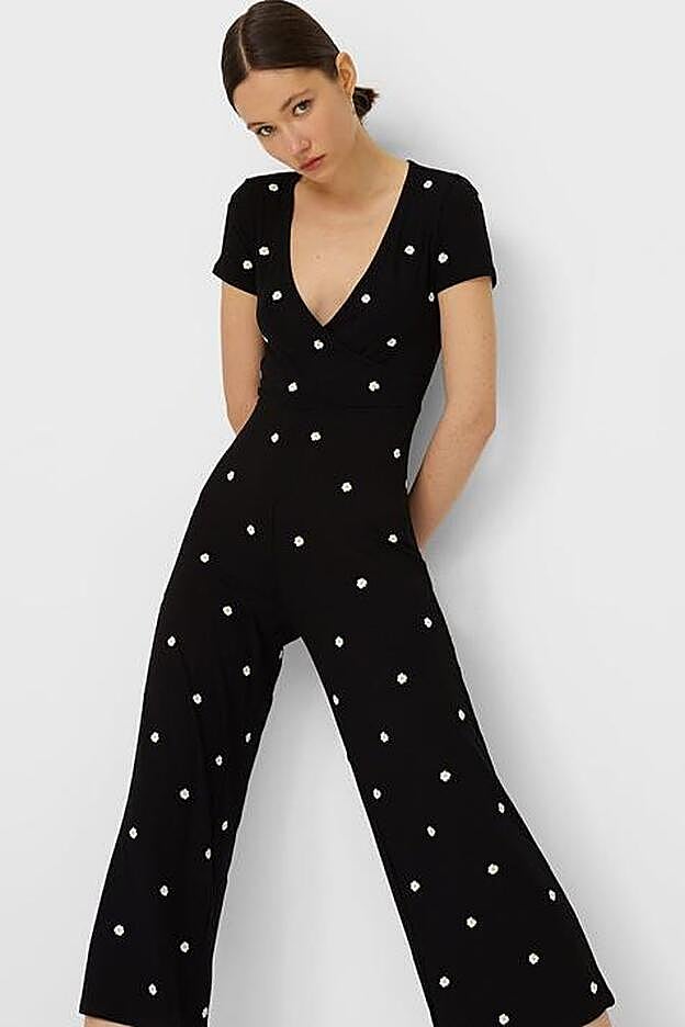 jumpsuit mono negro margaritas stradivarius