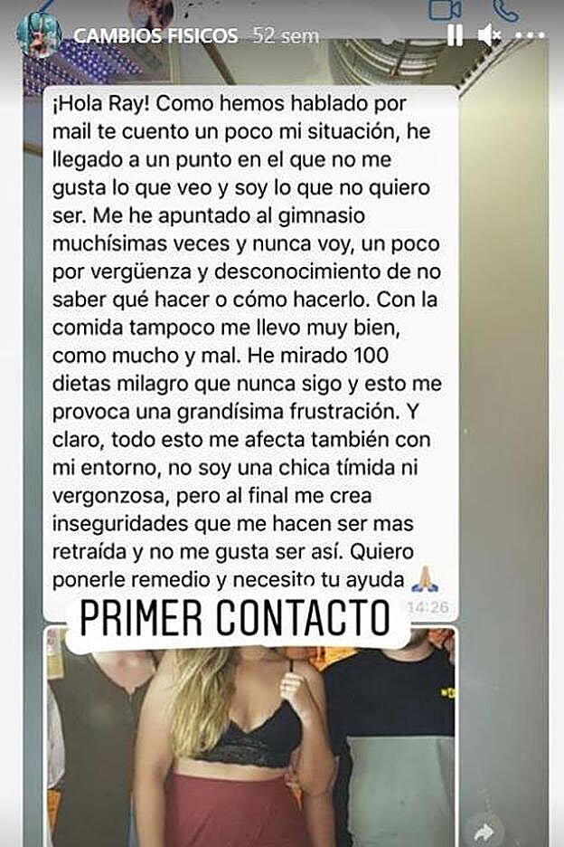 Mensaje de Alejandra a Ray explicándole su caso