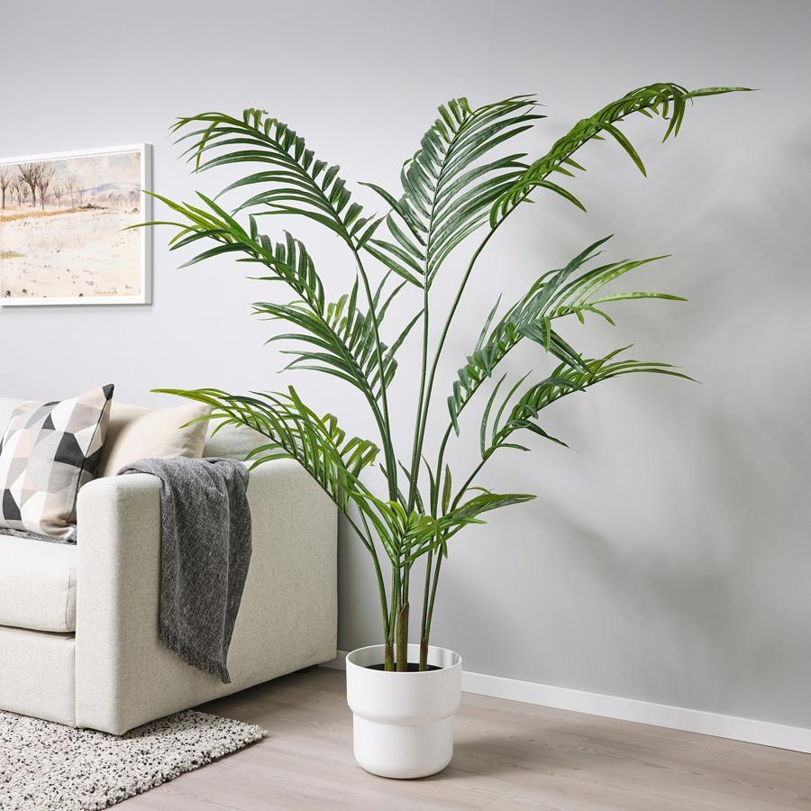 Las plantas grandes ocupan espacio pero aportan un toque muy cálido a las casas. Esta planta que parece real, no lo es, y está disponible en Ikea. Se trata de una palmera artificial que cuesta 59 euros.