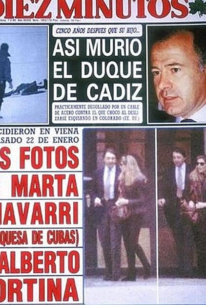 Marta Chávarri, de 28 años, casada con el marqués de Cubas, Carlos Falcó, y Alberto Cortina, de 42, casado con Alicia Koplowitz, salen juntos de un hotel de Viena.