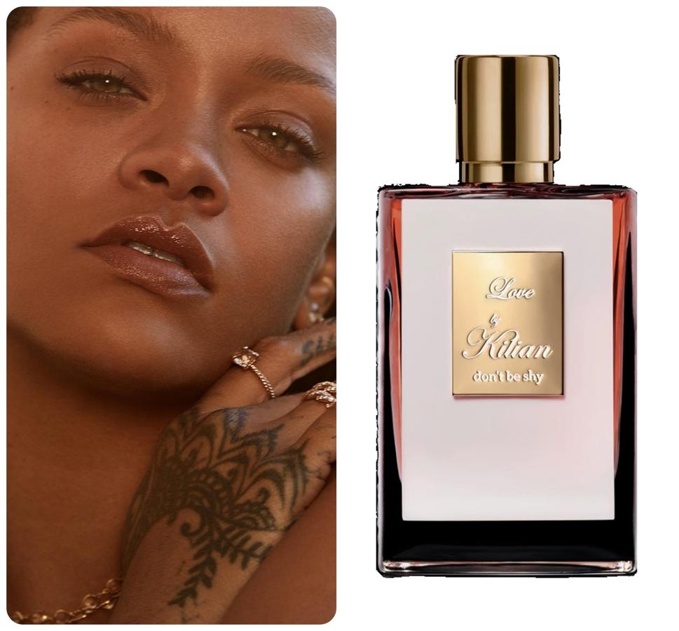 La cantante, actriz y fundadora de Fenty Beauty no se puede resistir al aroma de Love, Don't Be Shy de Kilian Paris. Un perfume con notas de flor de azahar, vainilla y malvavisco.
