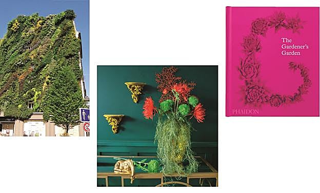 Baldas y plantas artificiales de Audenza (a partir de 19€). L'Oasis D'Aboukir, un jardín vertical en París de Patrick Blanc recogido en Gardener's Garden de Phaidon (32,25€).