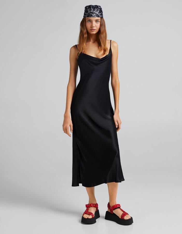 vestido midi vestido blazer negro bershka