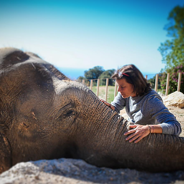 La princesa Estefanía en el refugio para elefantes que ha creado en una de sus fincas en Mónaco. 
