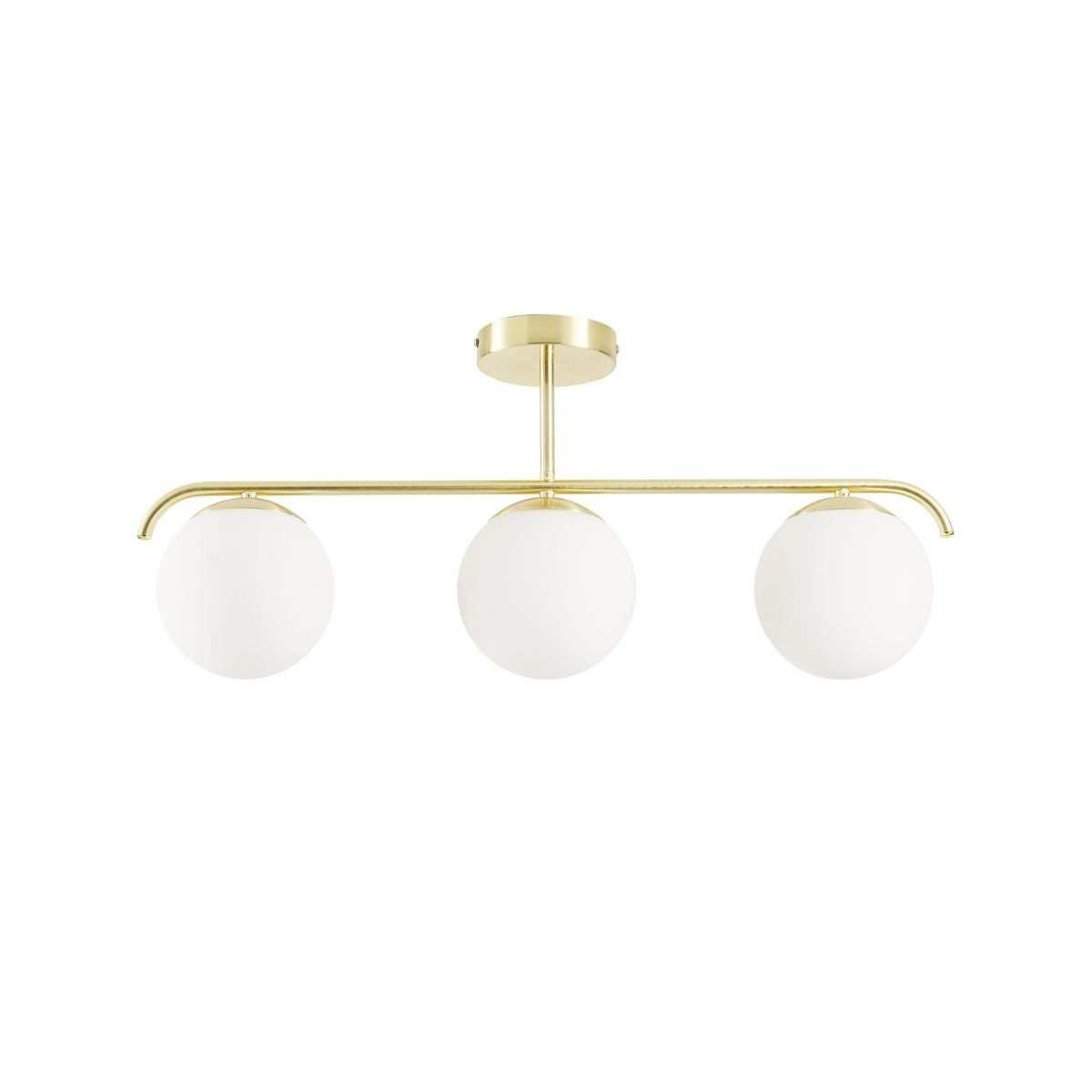 Lámpara de techo de vidrio con estructura en color dorado. Tiene un precio de 109 euros.