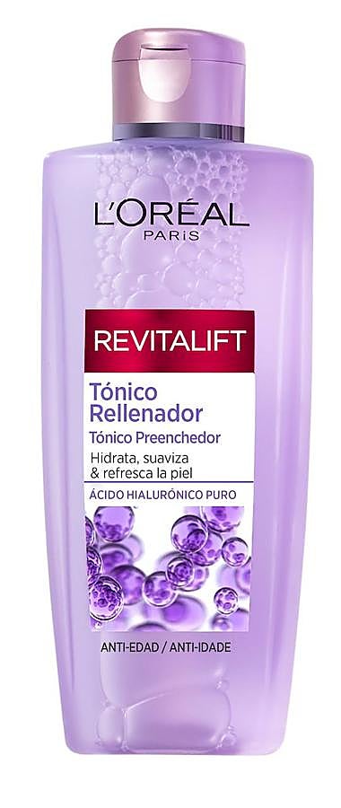 Perteneciente a la gama de cuidado de la piel de la firma francesa con ácido hialurónico, este tónico aporta una sensación de frescor y limpieza mientras rellena visiblemente la piel. Se puede aplicar tanto por la mañana como por la noche como parte de la rutina de limpieza facial. (5,90 euros) 