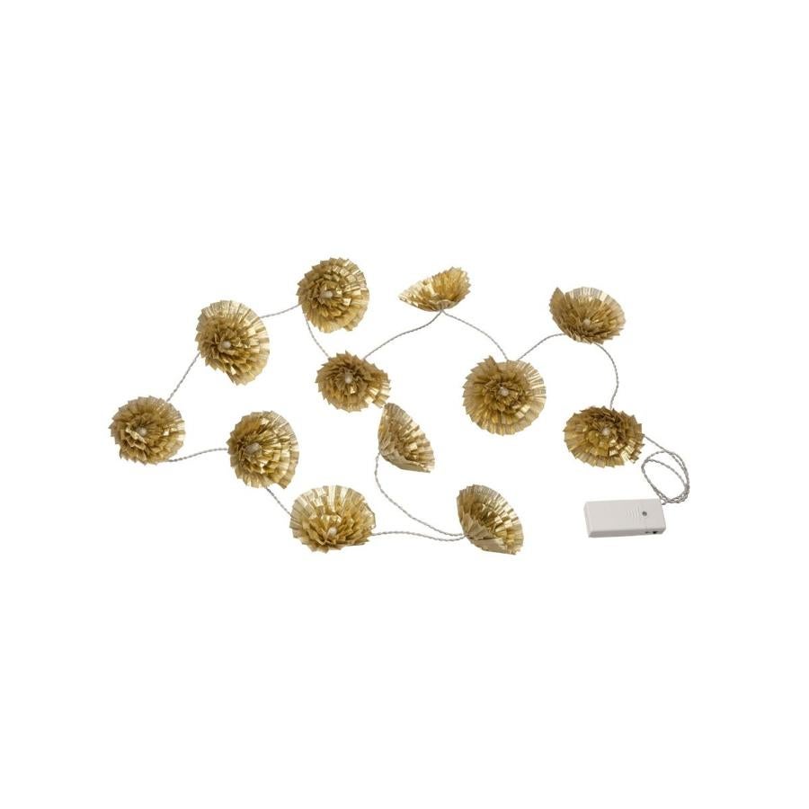 Guirnalda con 12 luces LED para interior en color dorado (12 euros).