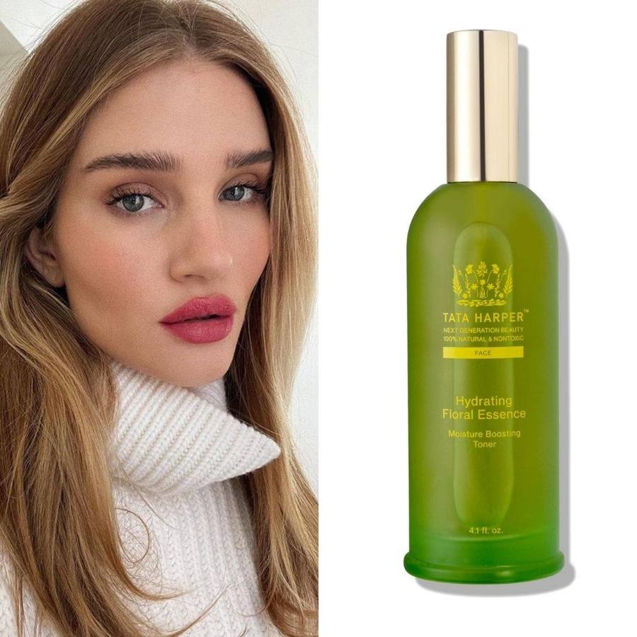 Esta esencia pulverizada actúa como una crema hidratante libre de aceites, según la modelo. A parte de la jugosidad que aporta al rostro, es refrescante, difumina poros y deja un acabado luminoso y revitalizado. Su fórmula es 100% orgánica, con ácido hialurónico natural, extractos de remolacha antiedad y pomelo como antioxidante. 102 euros.