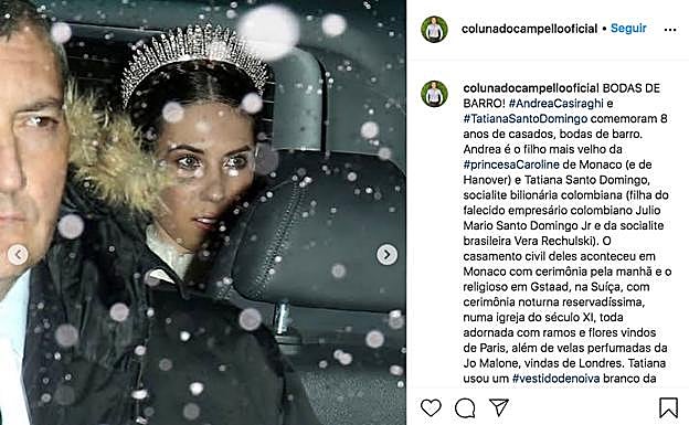 Tatiana Santo Domingo el día de su boda religiosa con Andrea Casiraghi 