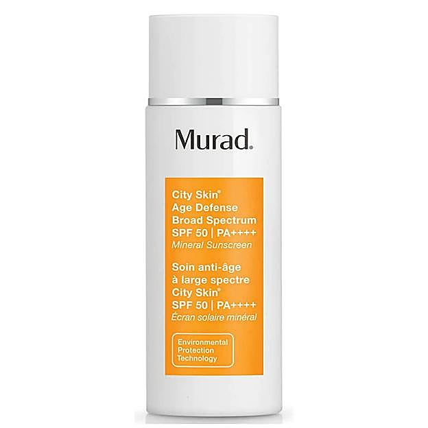 Protector solar de amplio espectro City Skin Age Defense Broad Spectrum SPF 50 PA ++++ de Murad. 67,95 euros