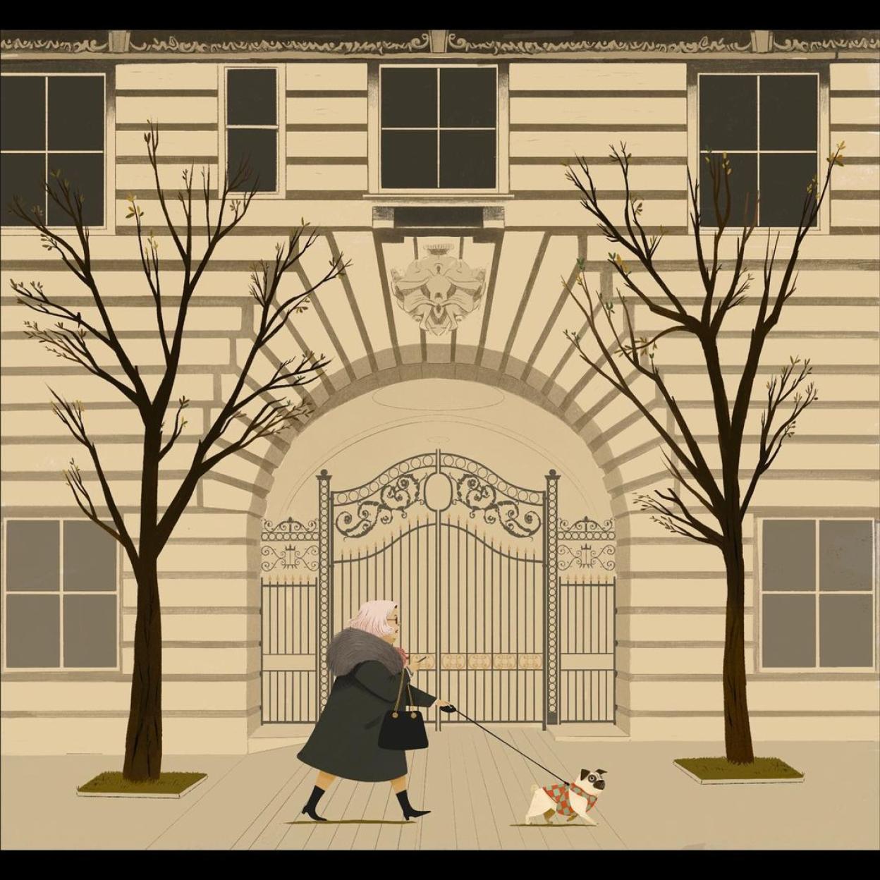 Una de las ilustraciones creadas por la española Laura Pérez para los títulos de crédito de la serie de Disney+ 'Solo asesinatos en el edificio.