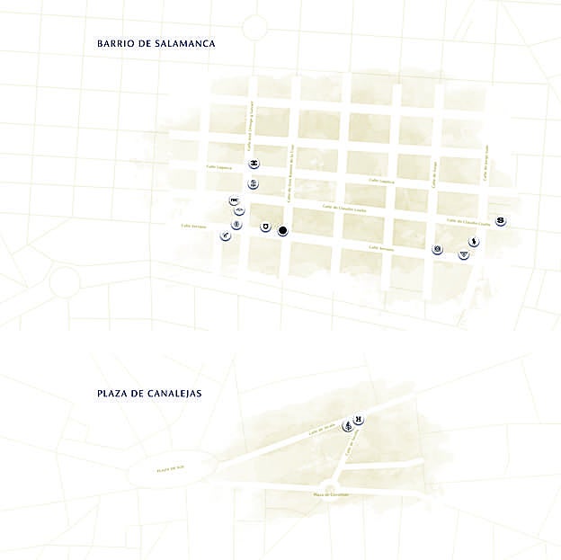 El mapa con la ruta de los Solidarity Xmas Tree en Madrid