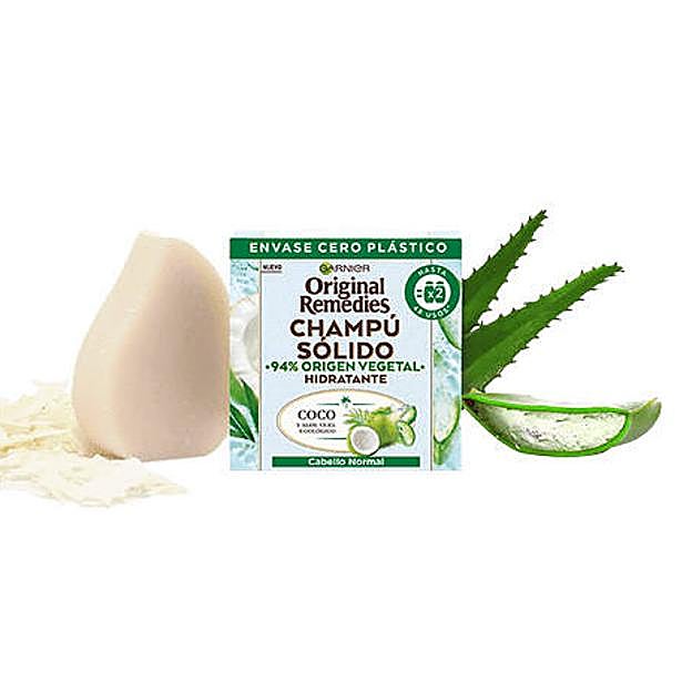 El Champú Sólido Coco y Aloe Vera Ecológico hidrata y suaviza el cabello