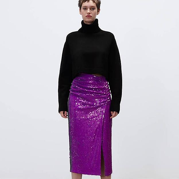 Imagen principal - Vestidos midi, cardigans y conjuntos de punto en morado, el color más favorecedor en invierno que arrasa en Instagram y va a ser tendencia en 2022