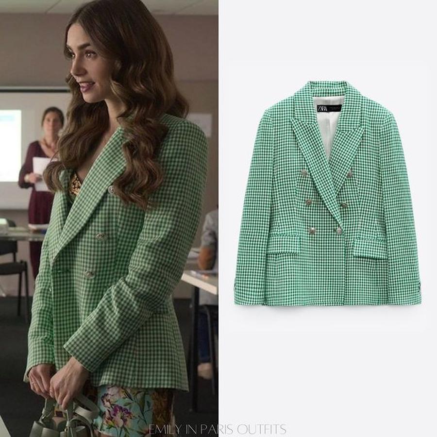 Blazer de cuadros vichy en color verde.