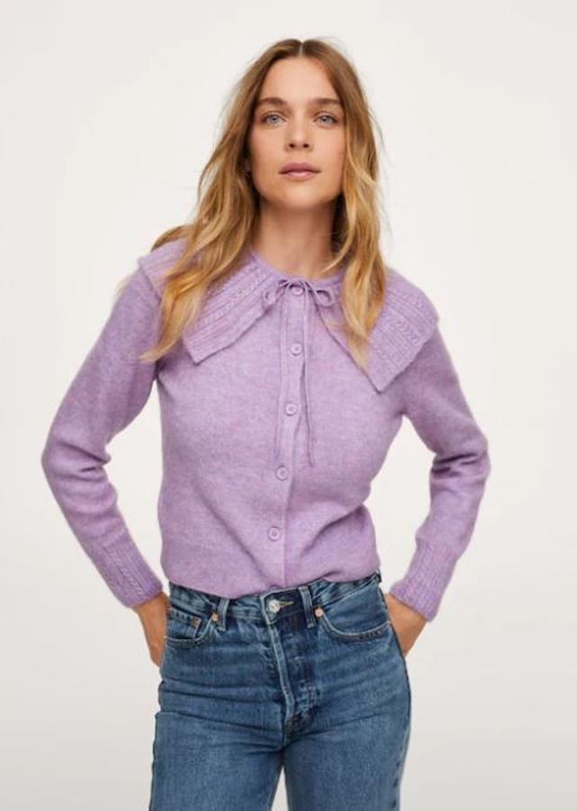 Cárdigan lila con solapas XL (de 29,99 a 19,99 euros).