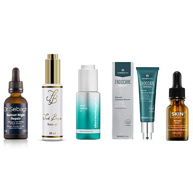 Retinol Night Repair, de Dr. Sebagh (95 €). Suero rejuvenecedor de noche RetinOil, de Sarah Becquer (105 €), formulado en aceite. Retinol Clearing Oil, de Dermalogica (88,99 €, en sephora), reduce los signos de fotoenvejecimiento. Endocare Renewal Retinol Intense Serum, de Cantabria Labs (56,40 €), potente antiarrugas. Retinol Shot, de Skin Labo (14 €), ultraconcentrado.