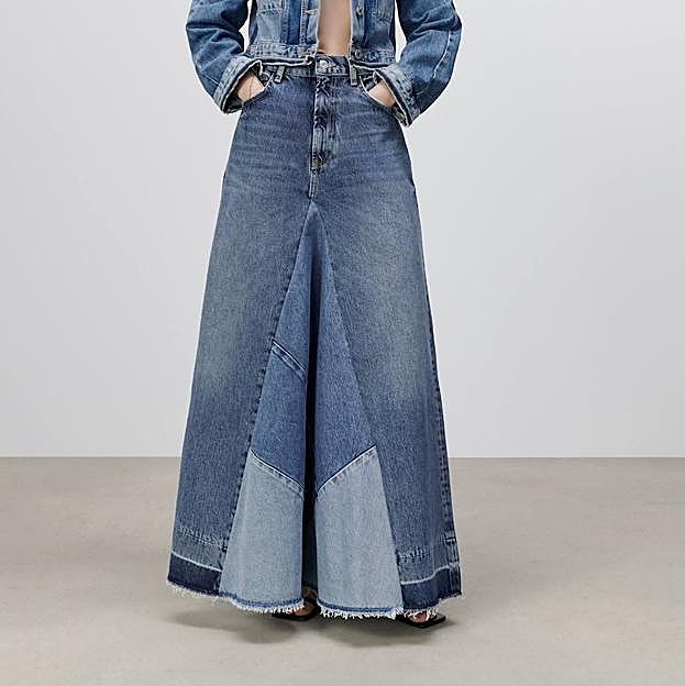 Imagen principal - Flechazo con esta maxi falda denim de estilo retro que es tendencia porque combina con todo