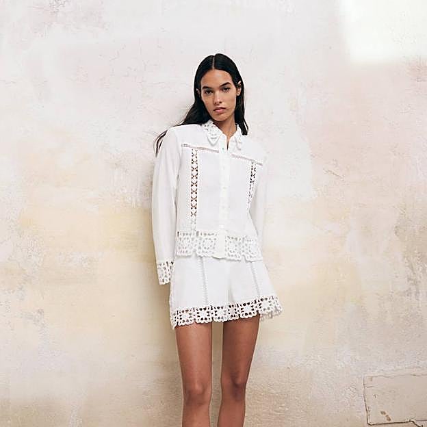 Imagen principal - Los total looks blancos con short y camisa con efecto rejuvenecedor con los que vas a ser la más elegante cuando llegue el buen tiempo