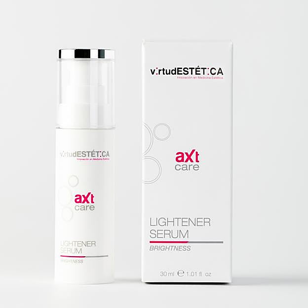 El sérum Axt Lightener de Virtud Estética, un sérum antiaging que consigue prevenir, ralentizar e incluso mejorar los efectos del fotoenvejecimiento en la piel, como manchas, pequeñas arruguitas, flacidez y arañas vasculares (49 euros).