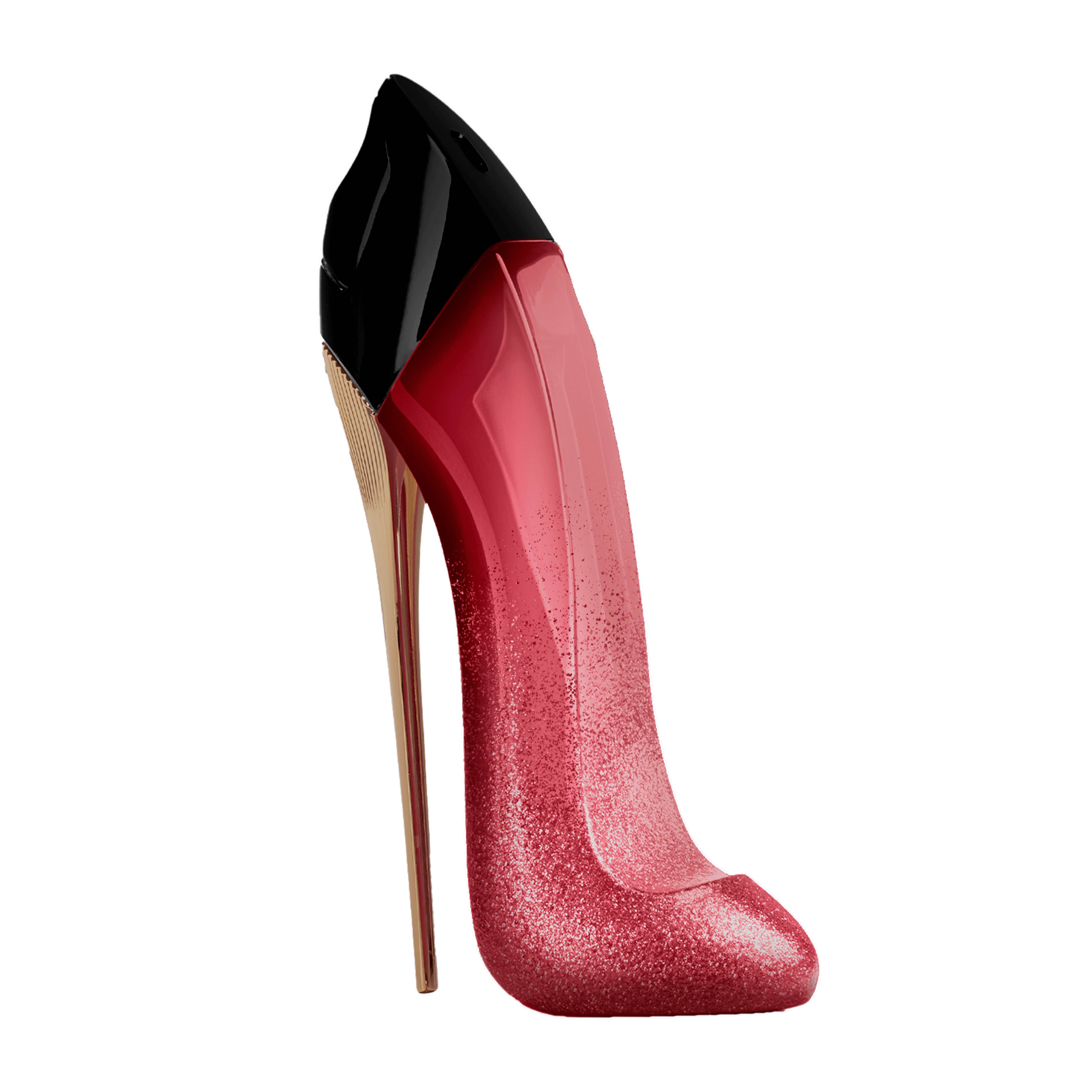 El famosos stiletto de Carolina Herrera se viste de rojo y purpurina por fuera y se llena de rosa y cereza por dentro en la nueva versión del 2022, Very Good Girl Glam (137 euros). 