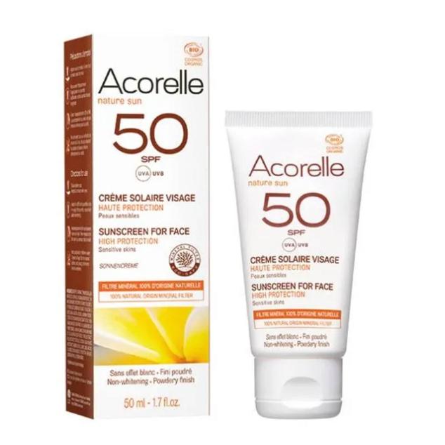 La Crema Solar Facial Spf 50 de Acorelle no deja sensación grasa