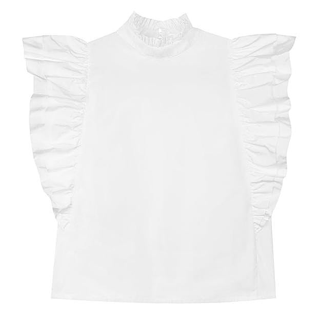 Imagen principal - Ficha la espectacular blusa blanca made in Spain de Eva González que mejora un look con vaqueros