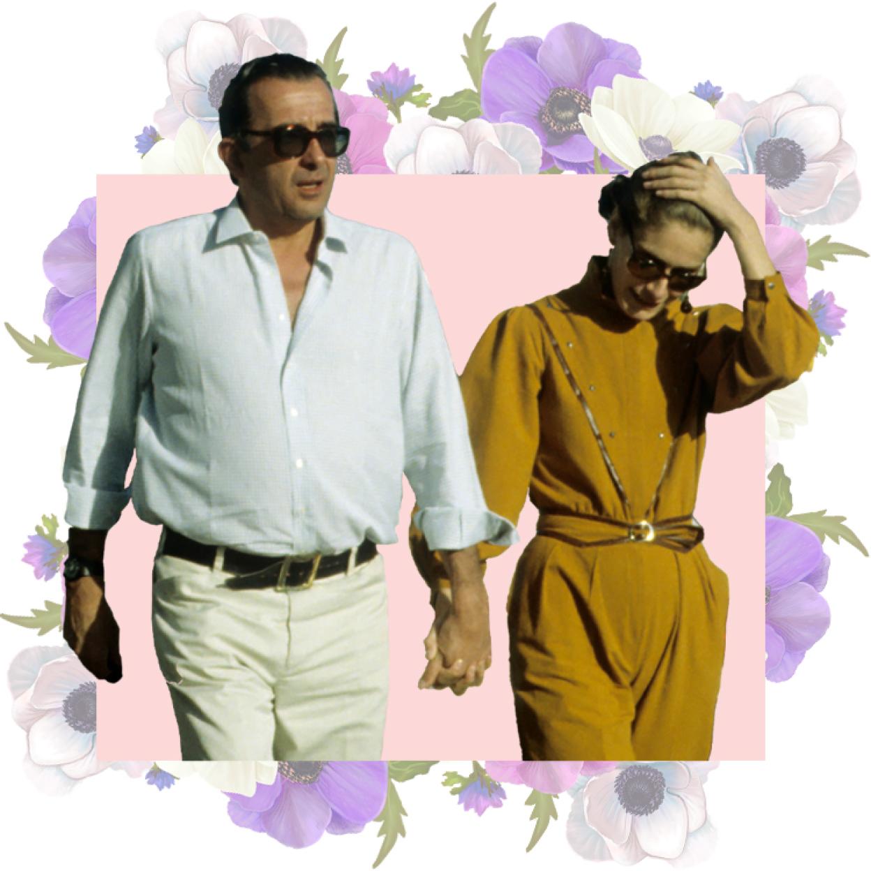 Gonzalo de Borbón con su segunda mujer pasenado por el puerto de Marbella.