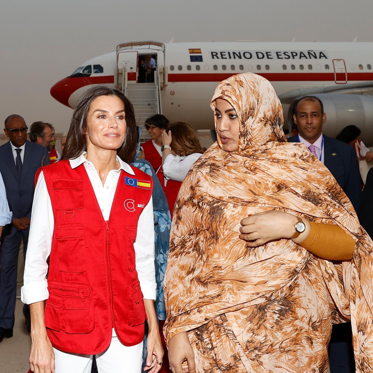 La reina Letizia en su llegada a Mauritania.