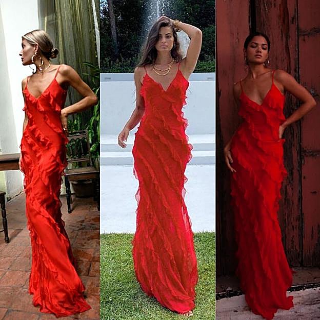 Las influencers con el vestido rojo de Rat and Boa.