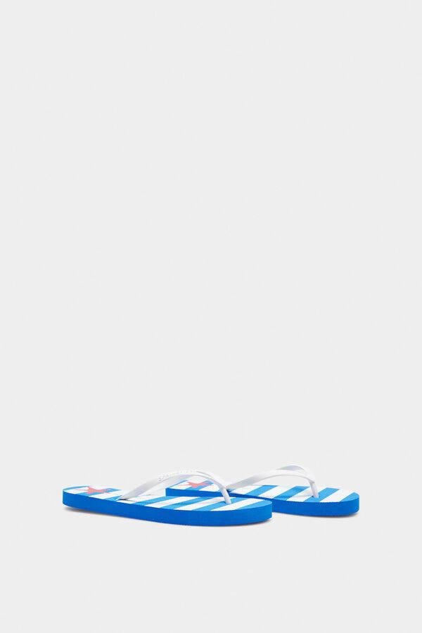 Estas de Springfield tienen una tira de goma en blanco y una suela estampada en azul medio y blanco.